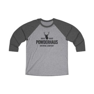Powderhaus Brewing Logo Unisex Tri-Blend ¾ Sleeve Raglan Baseball T Shirt